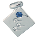 14K white gold angular square drop style pendant