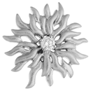 14K white gold sun burst design pendant