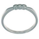 14K white gold ring with 3 round full cut diamonds