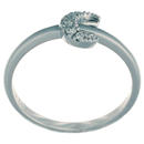 14K white gold ring with quarter moon design