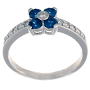 14K white gold ring with diamonds and Sapphires