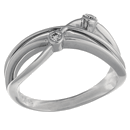 14K white gold curvilinear design with 2 full cut diamonds