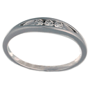 14K white gold ring with eyelet channel and 3 full cut diamonds
