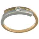 14K yellow gold solitaire with rhodium plating